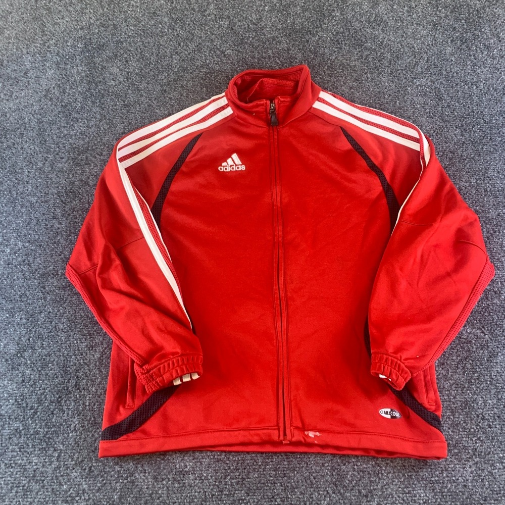 Adidas ClimaCool Track Jacket Mens Small Red 3-Stripes Logo Full Zip Training